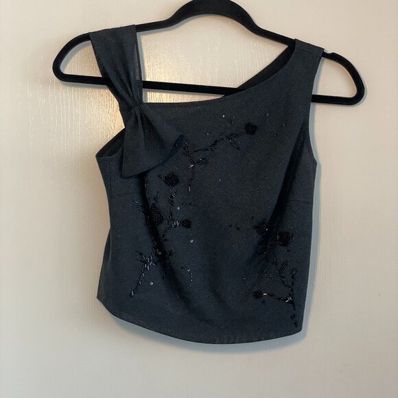 Jessica by Christopher L Beaded Cropped Blouse Size 2 - Picture 1 of 4